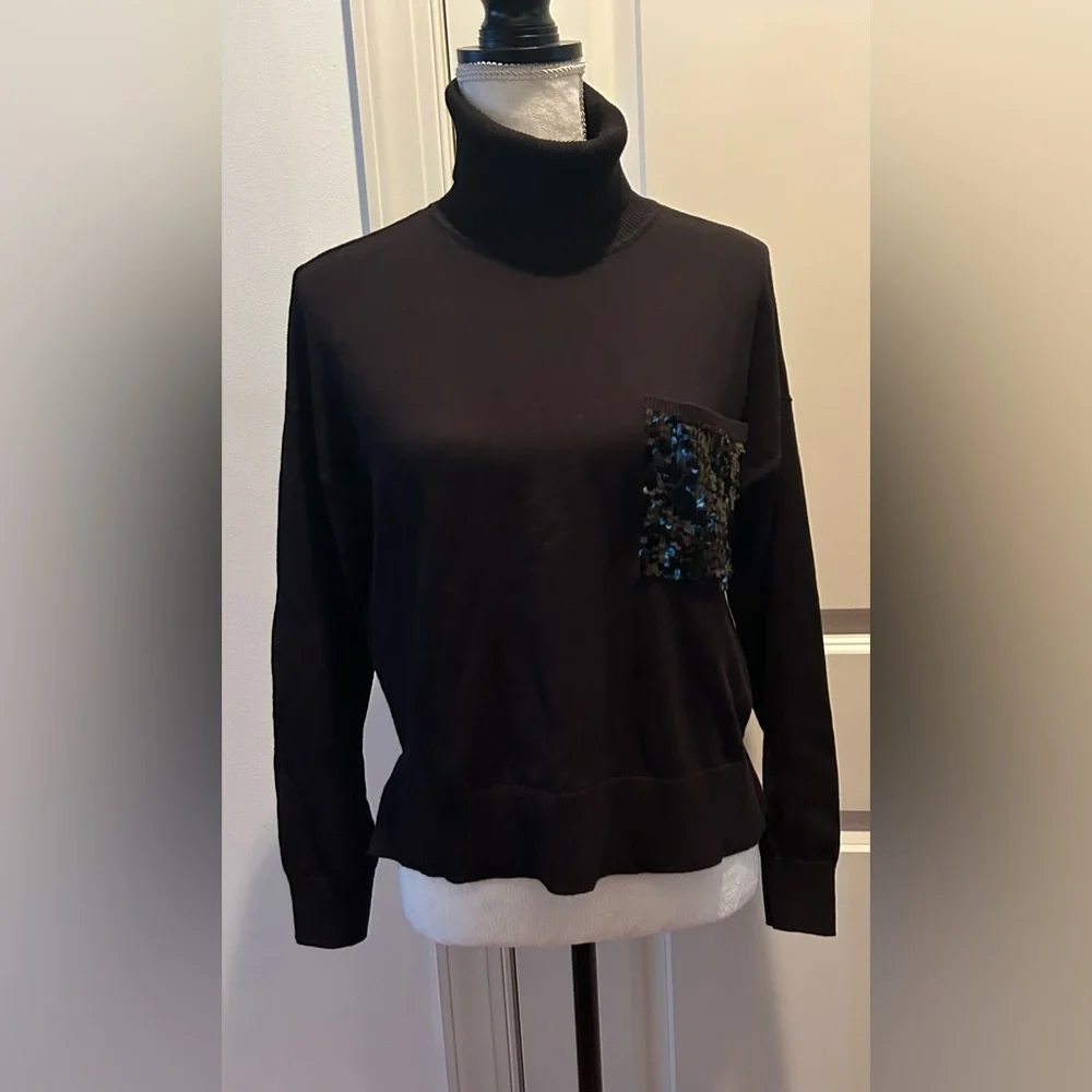 DKNY Sequin Pocket Turtleneck Sweater S